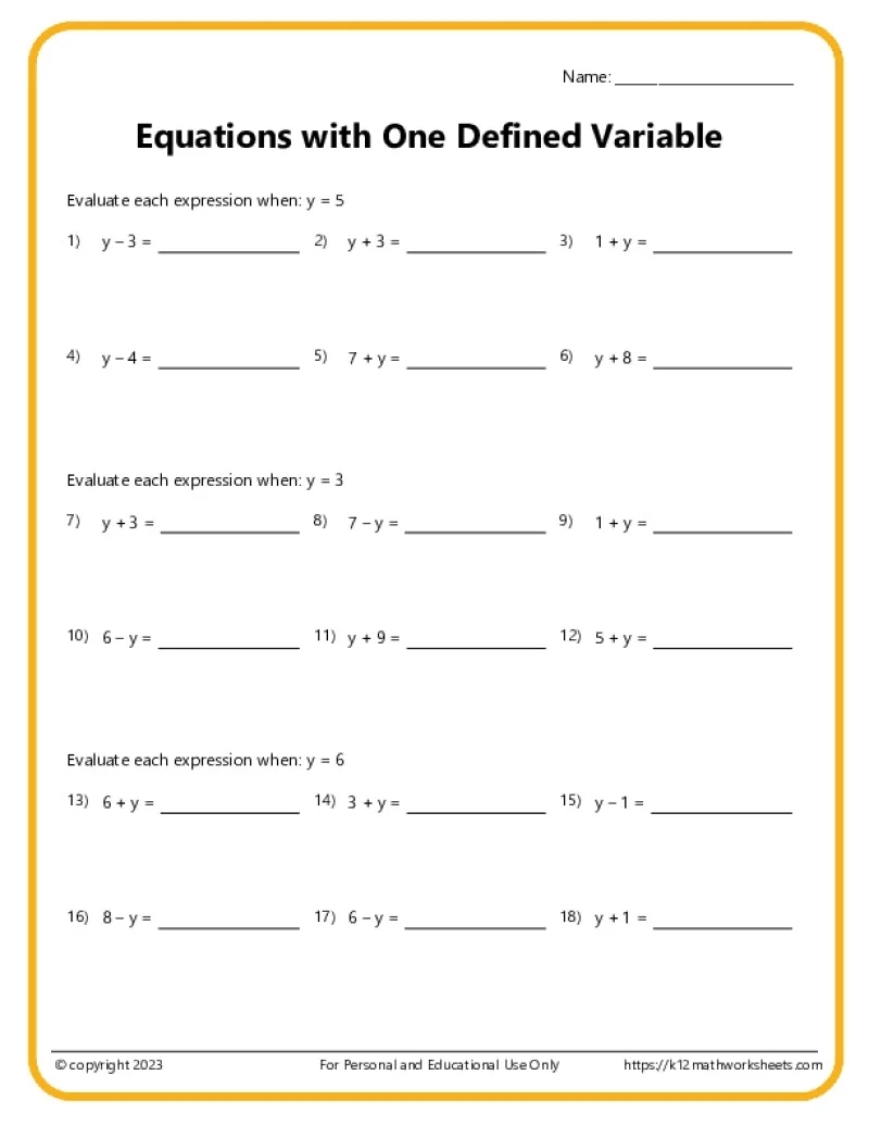 Pre Algebra Worksheets Printable