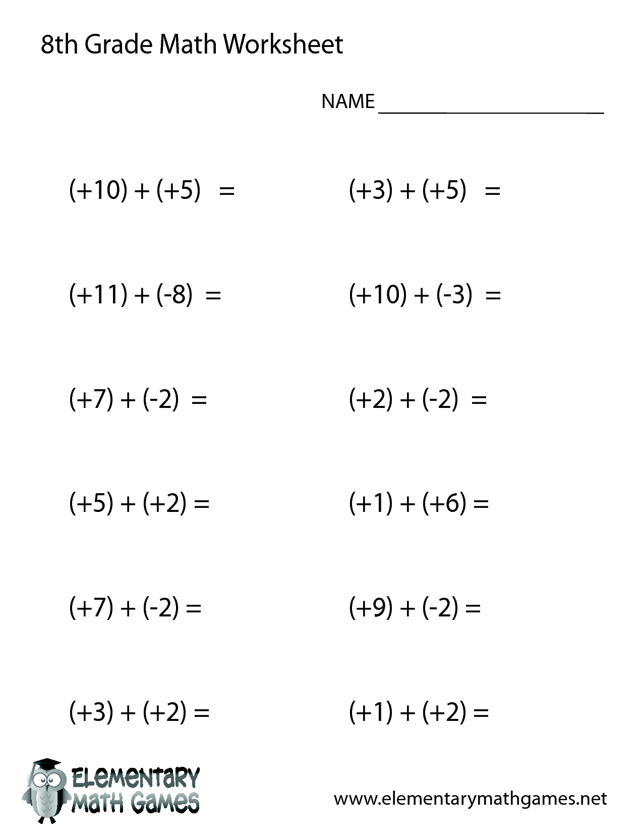 Printable Worksheets For 8th Grade Algebra