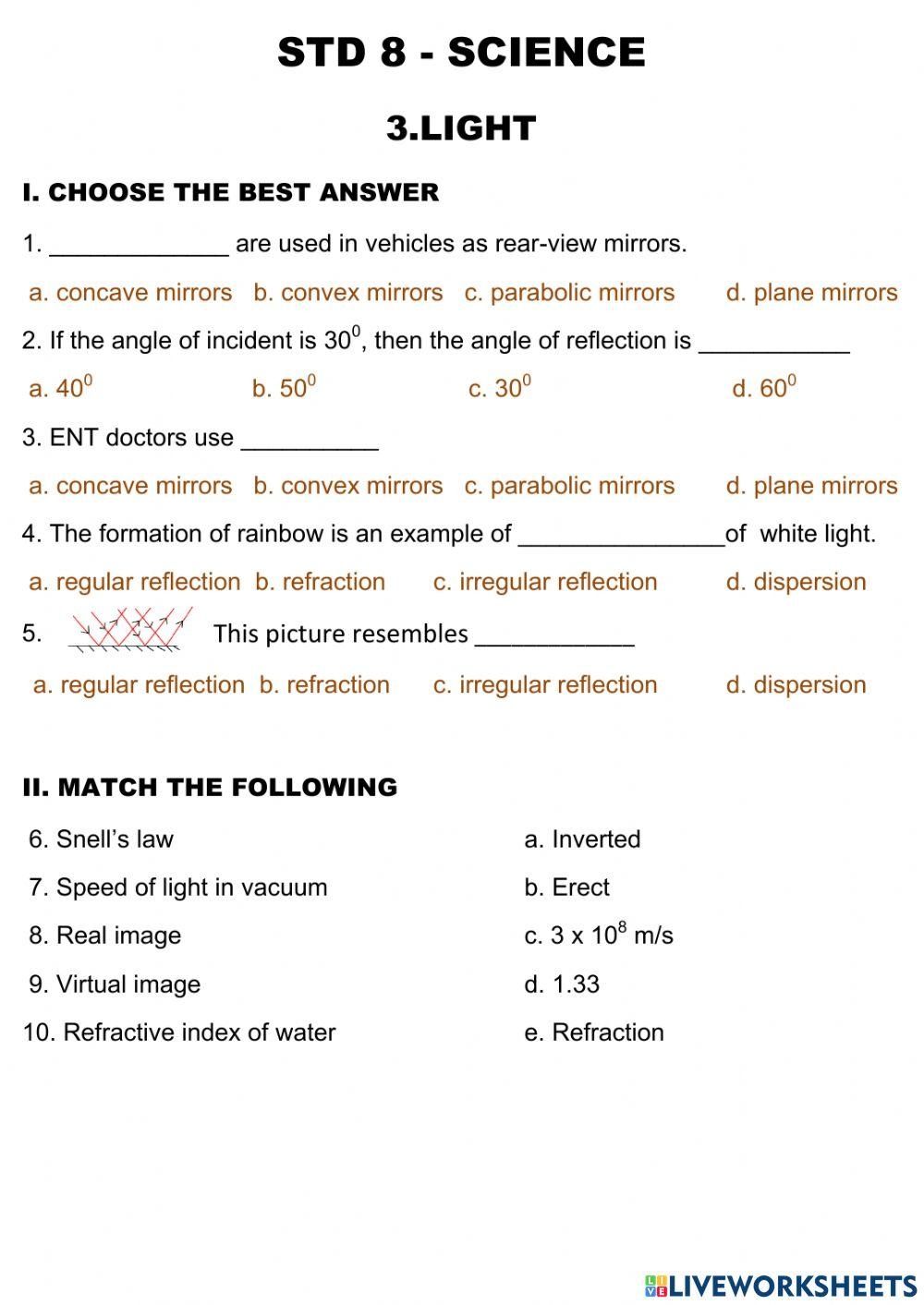 Free Printable Science Worksheets For Grade 8