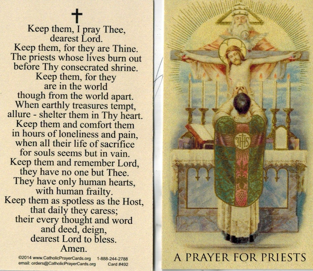A Prayer For Priests Prayer Card