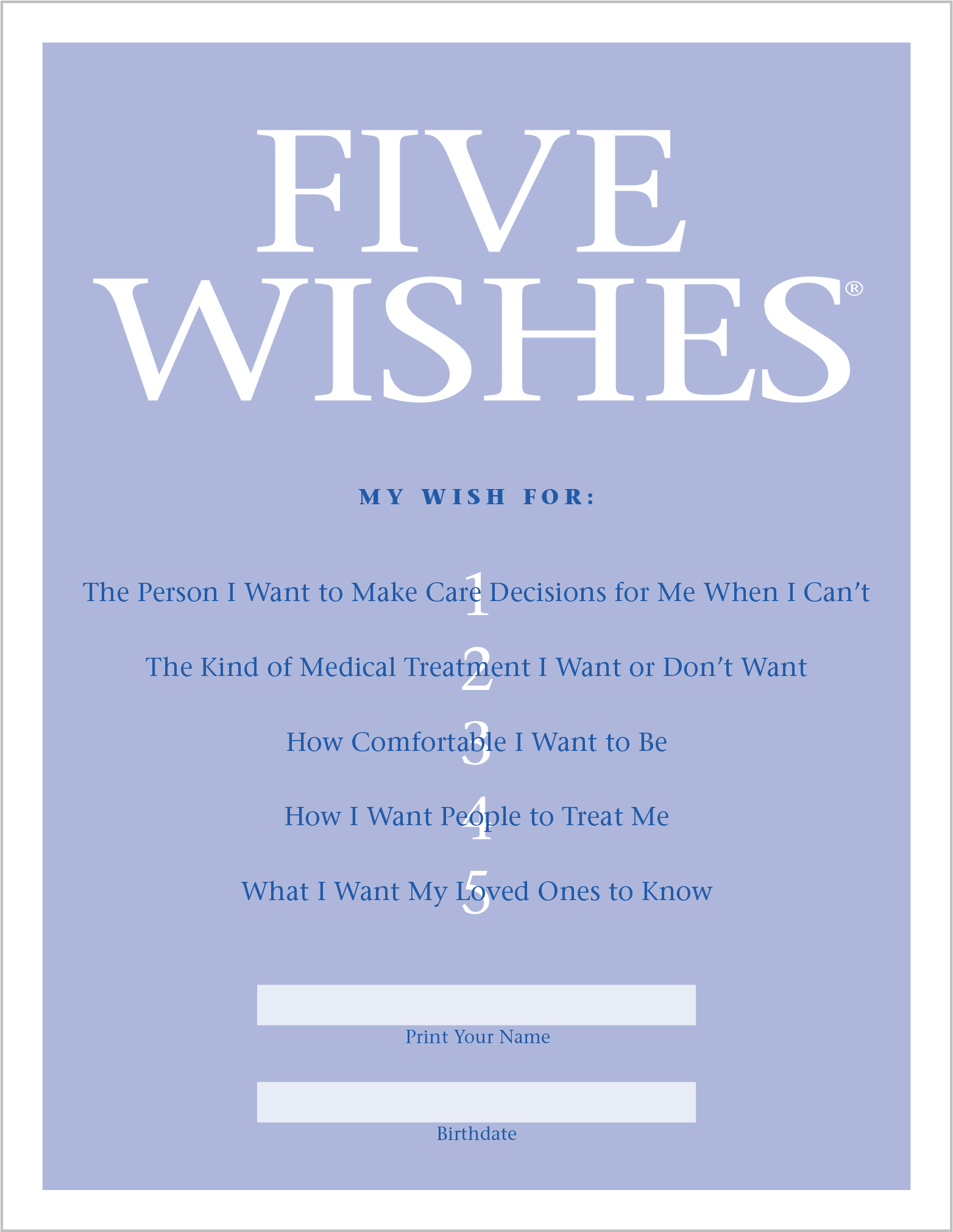 About Five Wishes Five Wishes