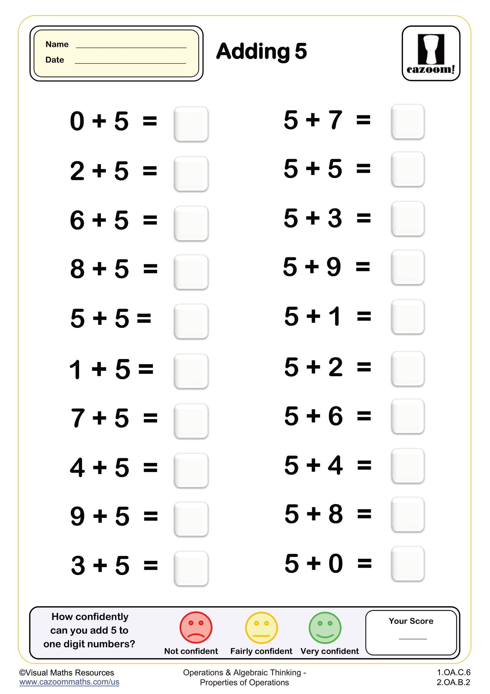 Printable Addition Worksheets 1 20