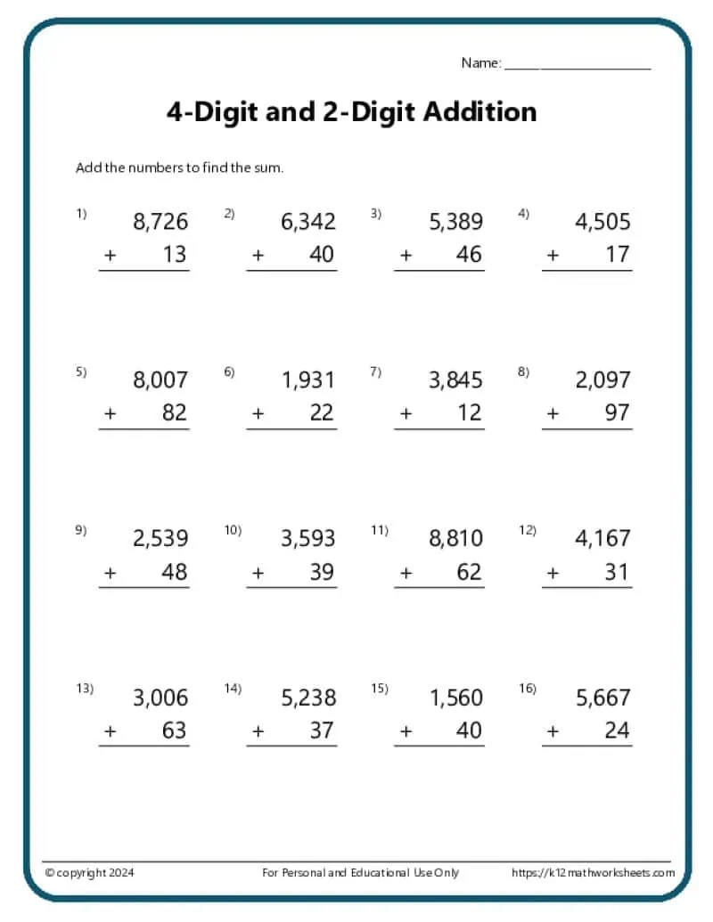 Addition And Subtraction Worksheet Printable
