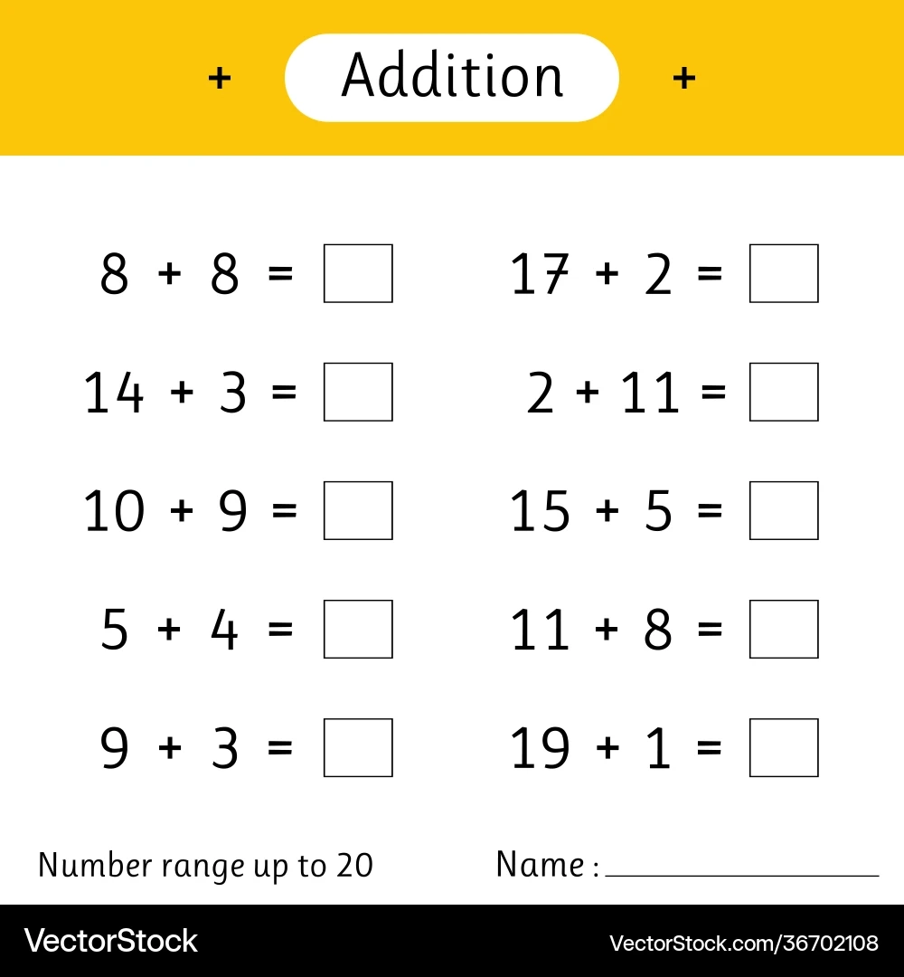 Printable Addition Worksheets Up To 20