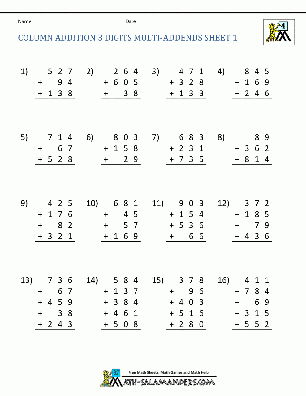 Addition Regrouping Worksheet 4th Grade
