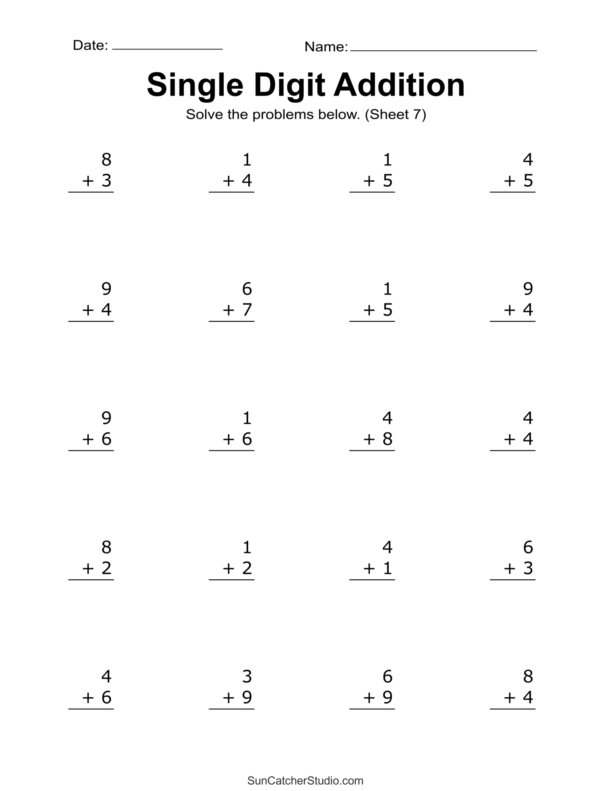 Free Printable Addition For Kindergarten Worksheets
