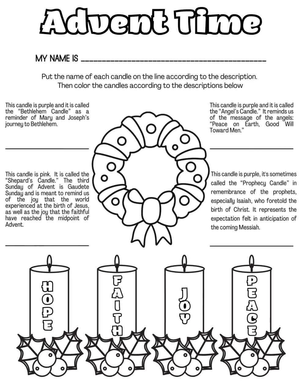 Free Printable The Meaning Of Advent Worksheet