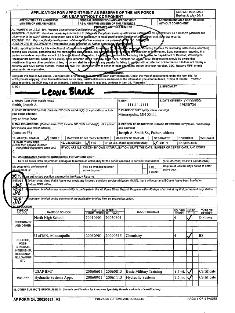 Af Form 2096 Instructions