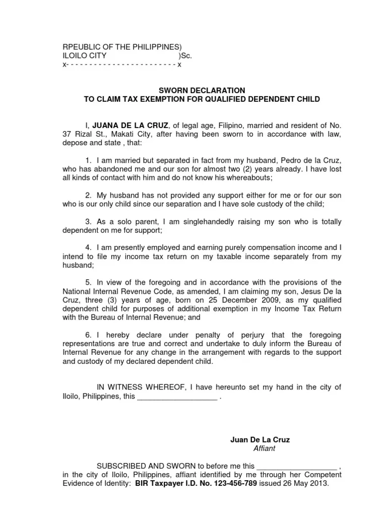 Tax Form For Claiming Dependent Child