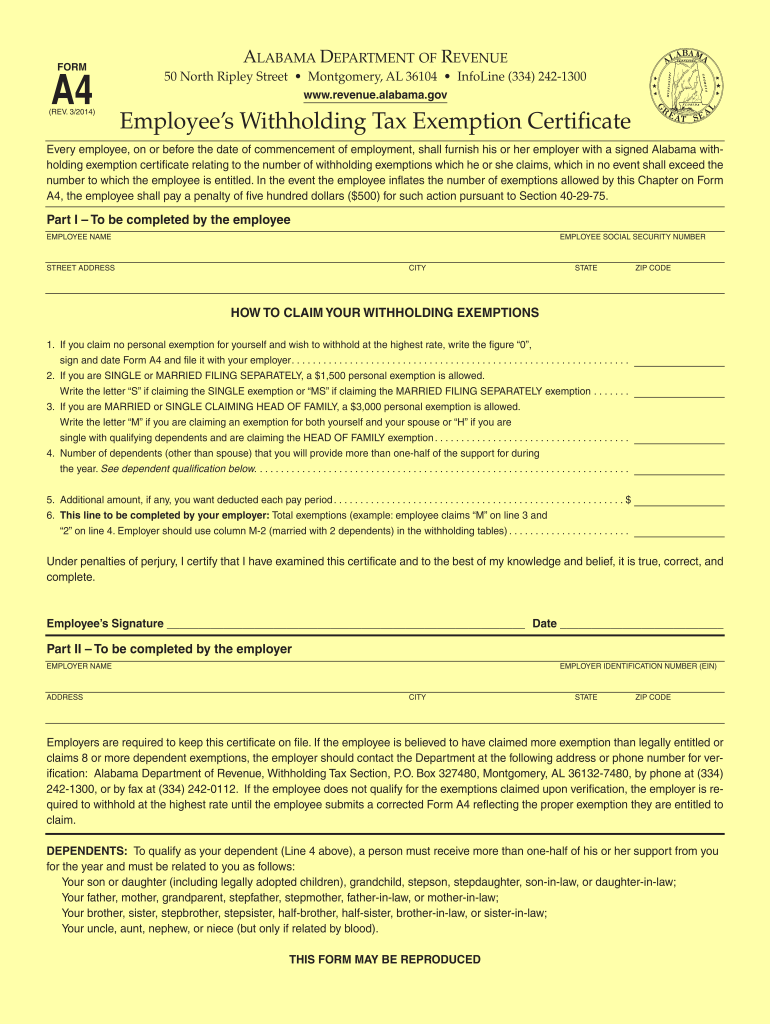 AL DoR A 4 Form Fill Online Printable Fillable Blank PdfFiller