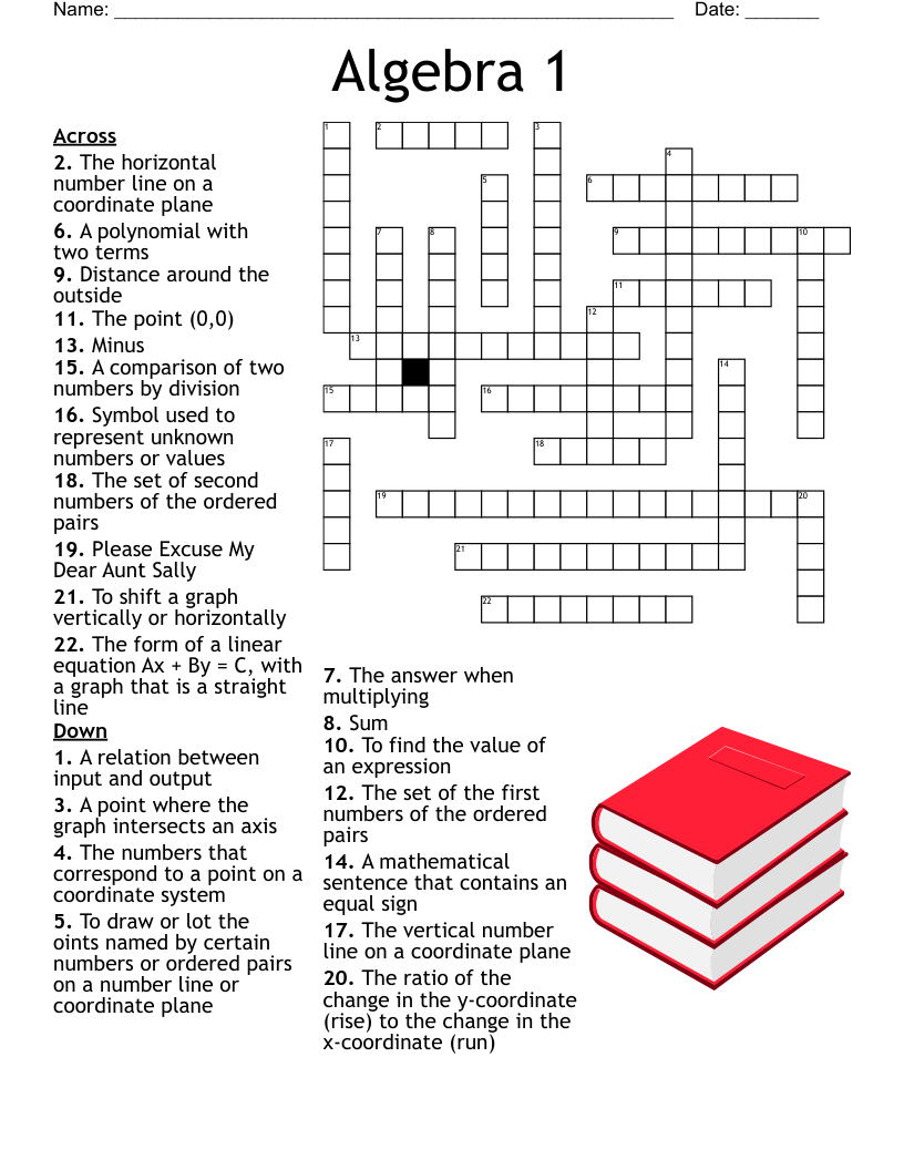 Algebra 2 Crossword Puzzles Printable