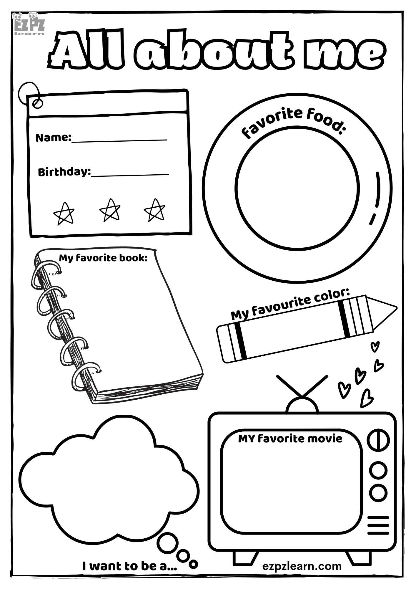 Printable All About Me Worksheet For Toddlers