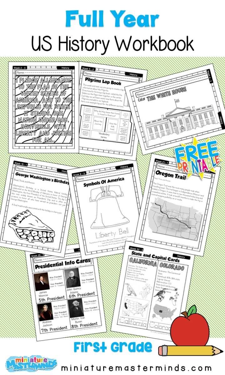 American History Work Book Ages 6 To 8 Free Printable Worksheets 