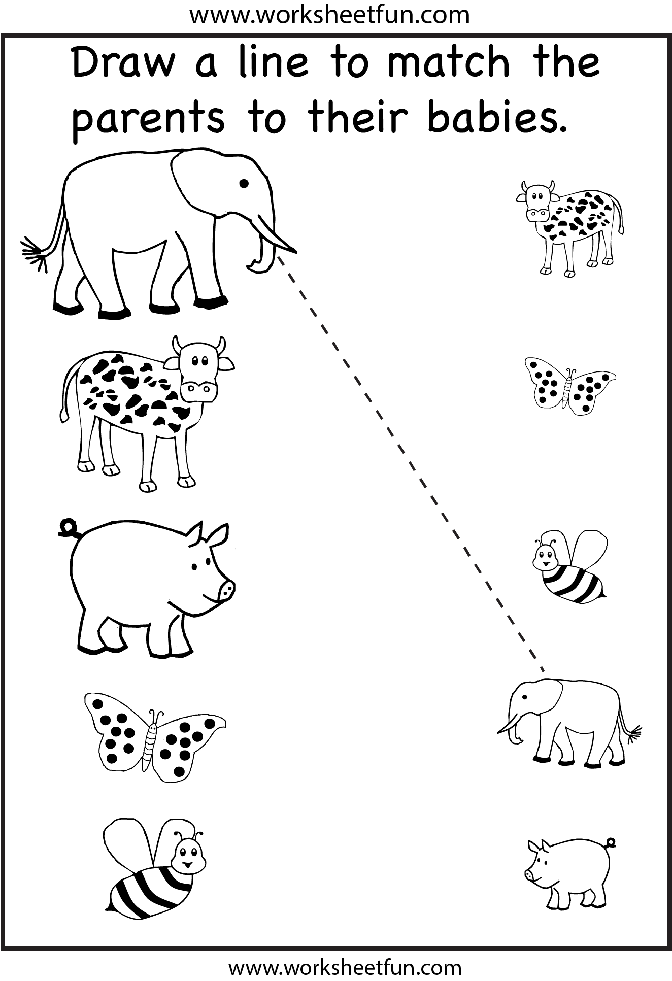 Animal Parents And Babies Match The Parents 2 Worksheets 