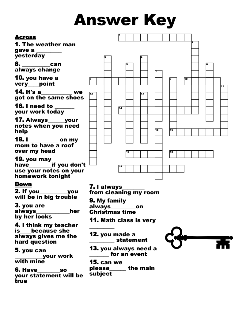 Printable Crossword Puzzles And Answers Free