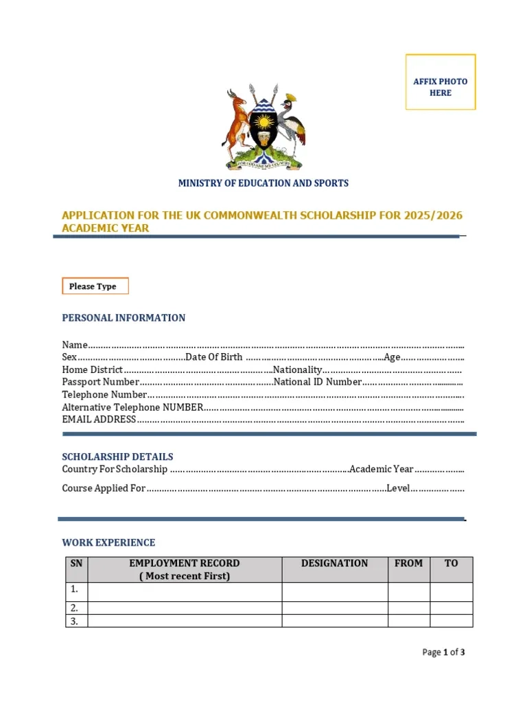 Scholarship Application Form 2025