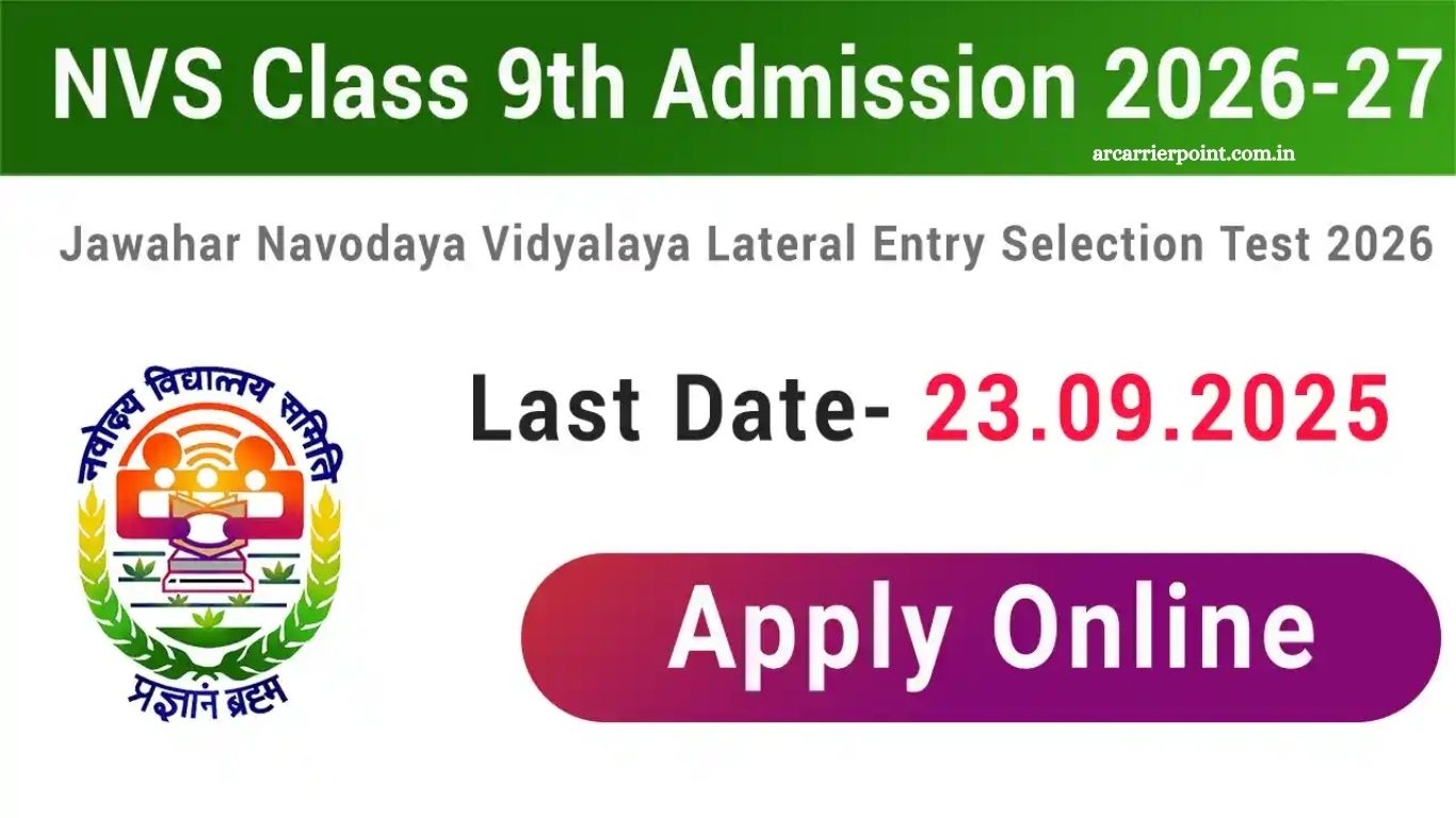 Apply Online For NVS Class 9 Admission 2025 26 Ar Carrier Point