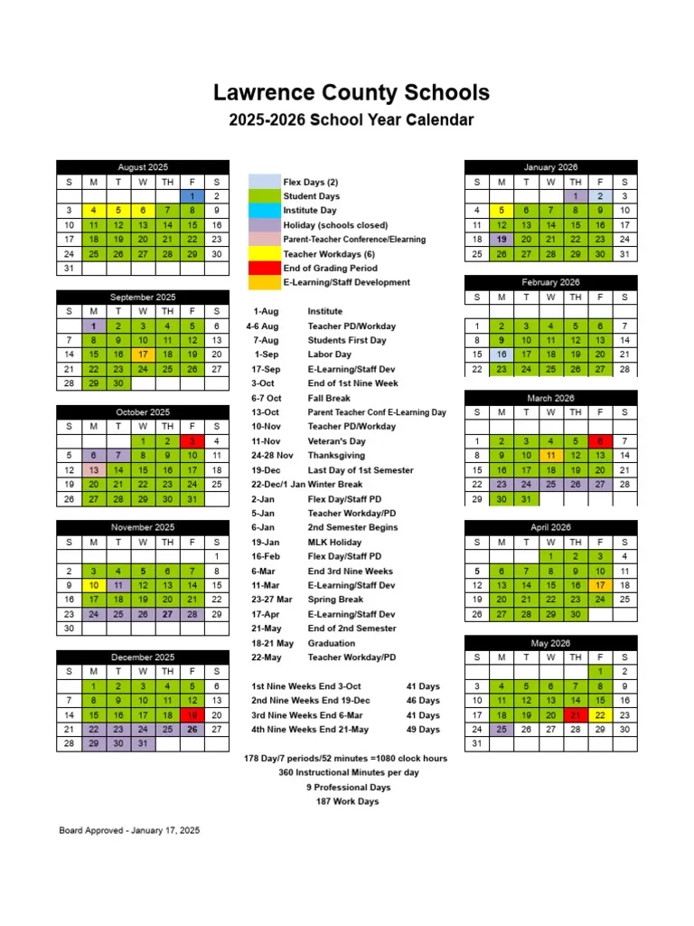 APPROVED2025 2026SchoolYearCalendar PDF Schools Educational 