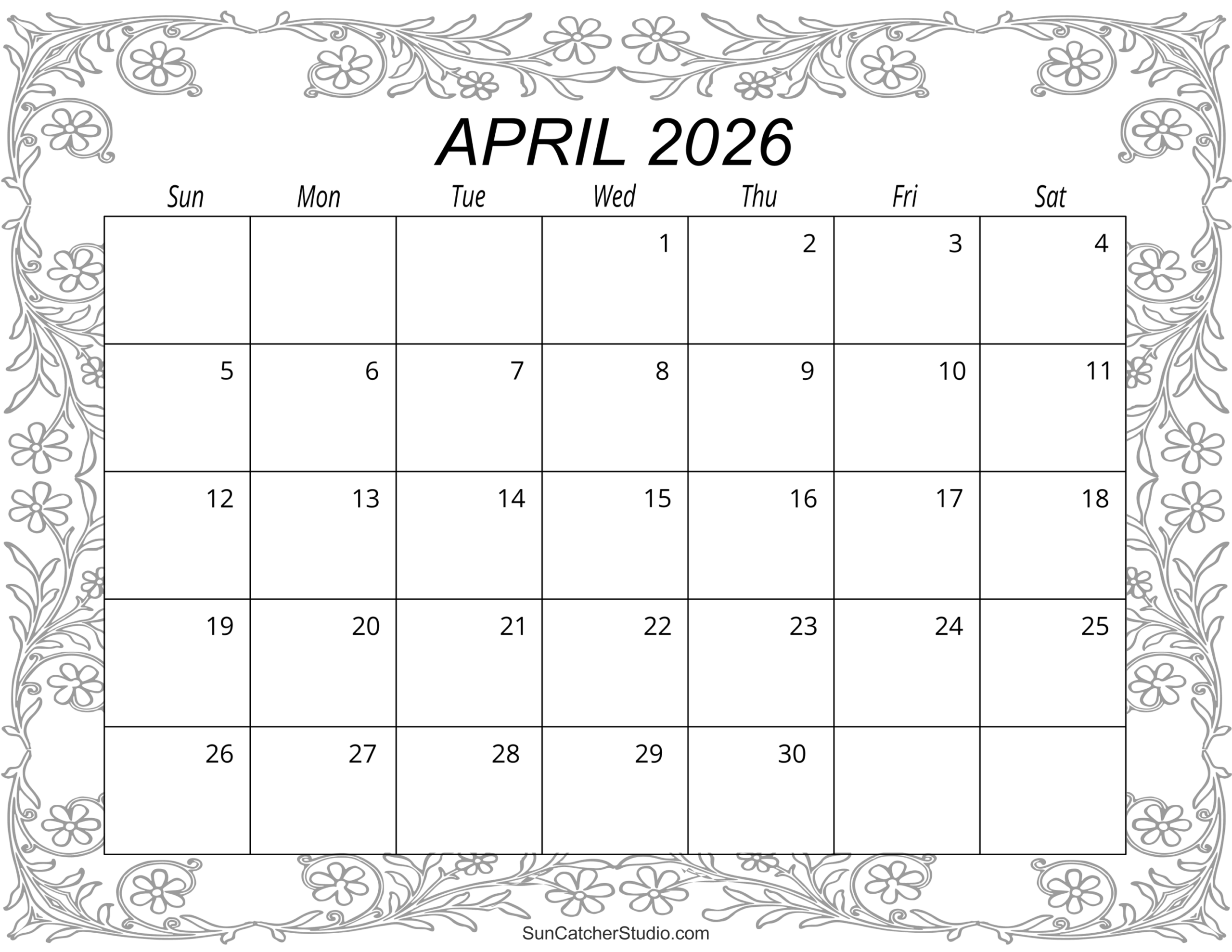 Printable Calendar April 2026