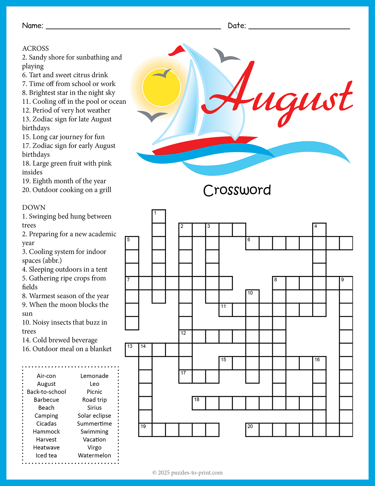 August Crossword