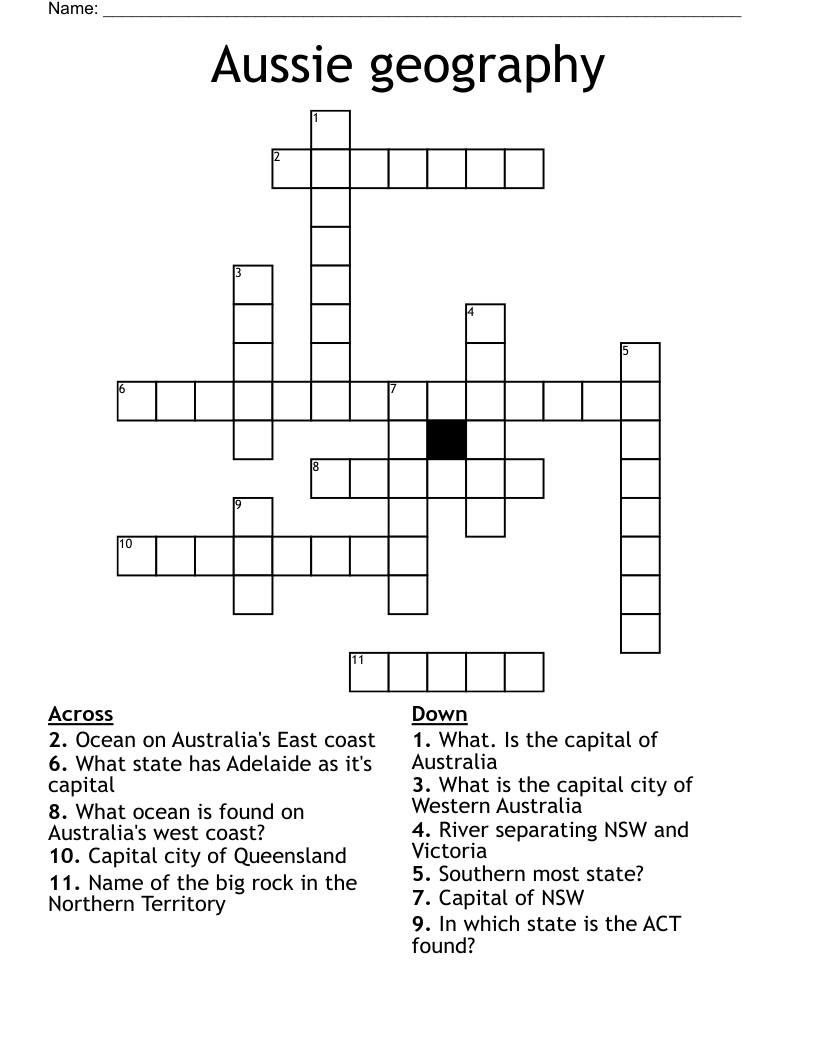 Free Printable Crossword Puzzles Australia