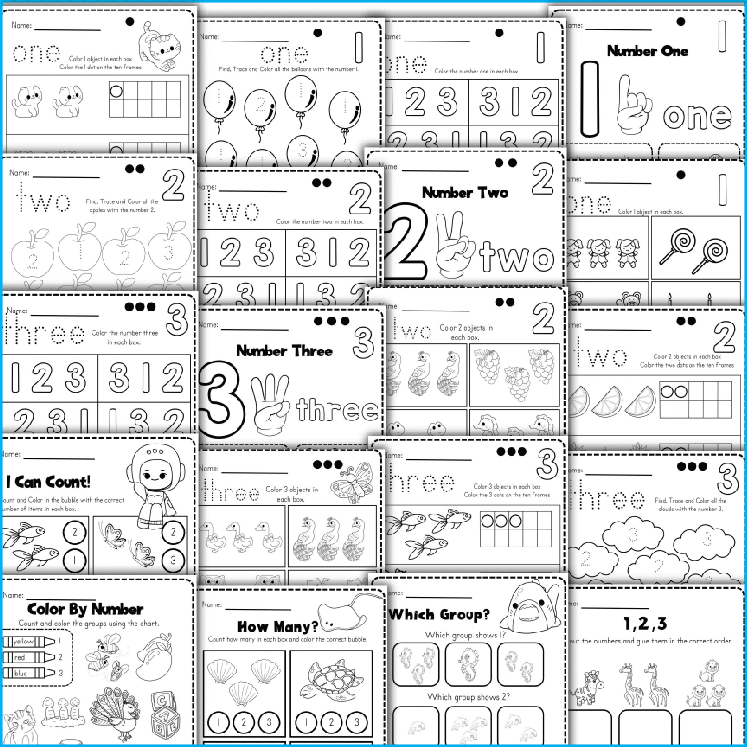 Kindergarten Math Worksheets Printable Packet