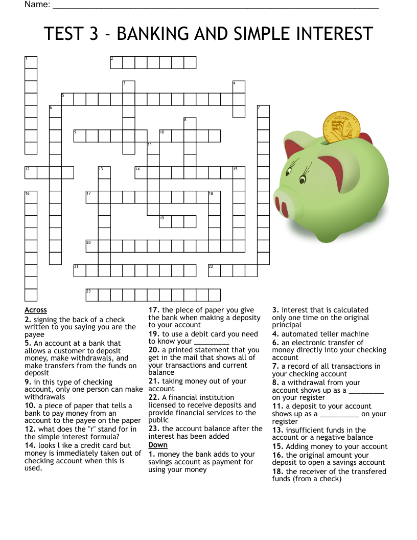 Banking Crosswords Word Searches Bingo Cards WordMint