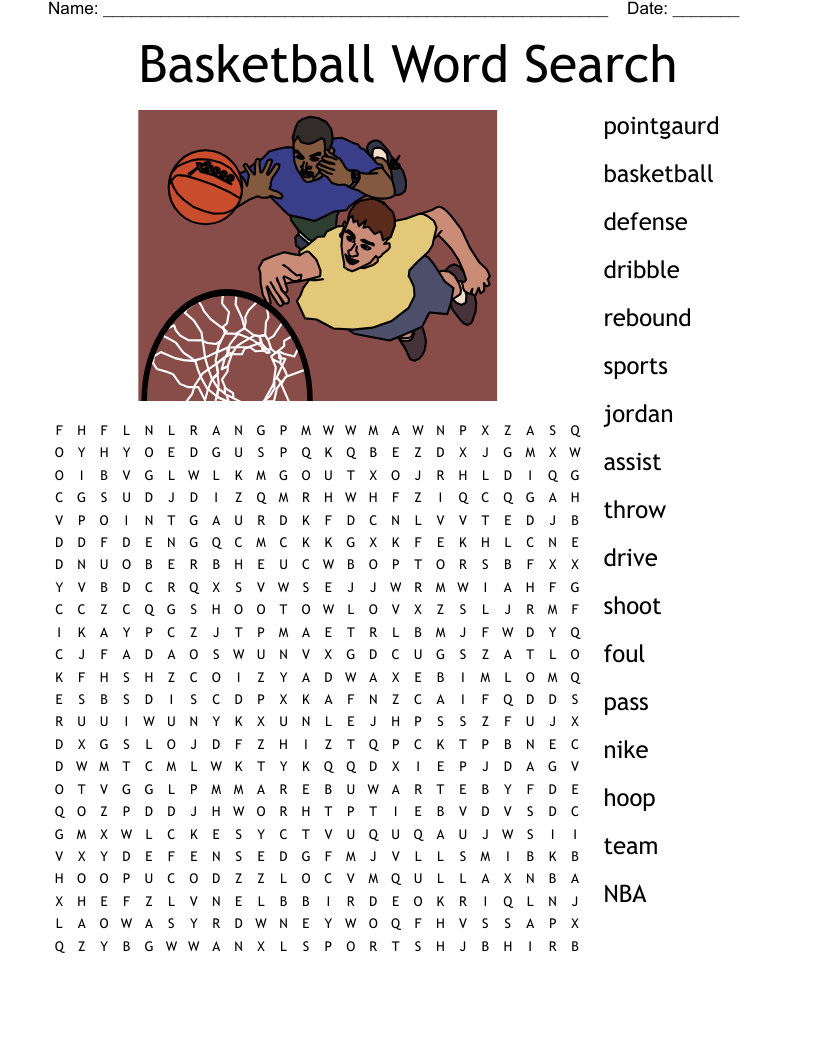 Printable Basketball Word Search