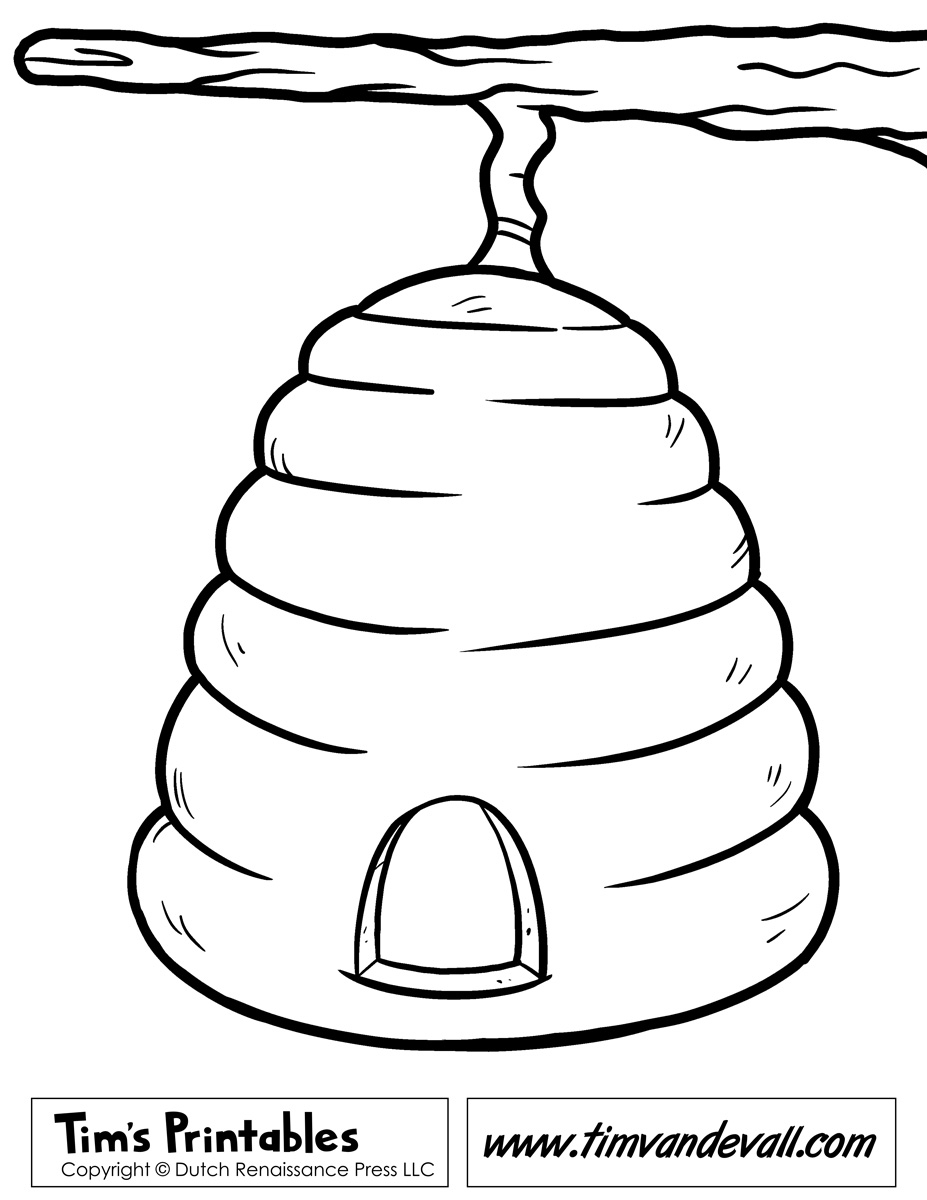 Beehive Template amp Beehive Coloring Page