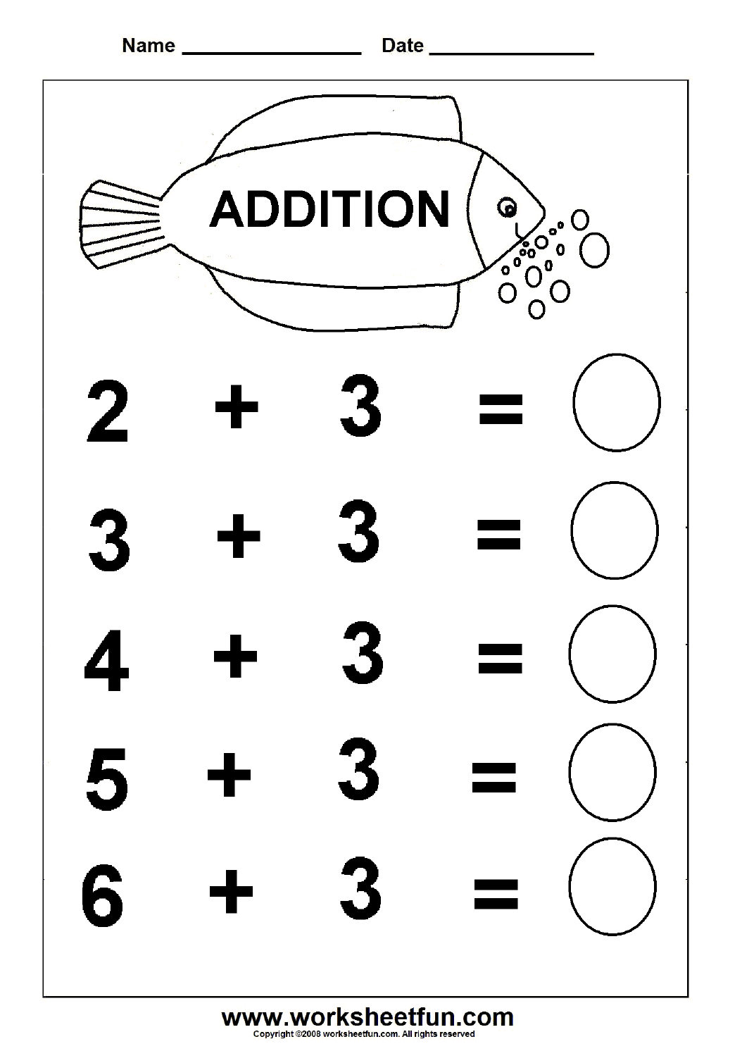 Beginner Addition 6 Kindergarten Addition Worksheets FREE 