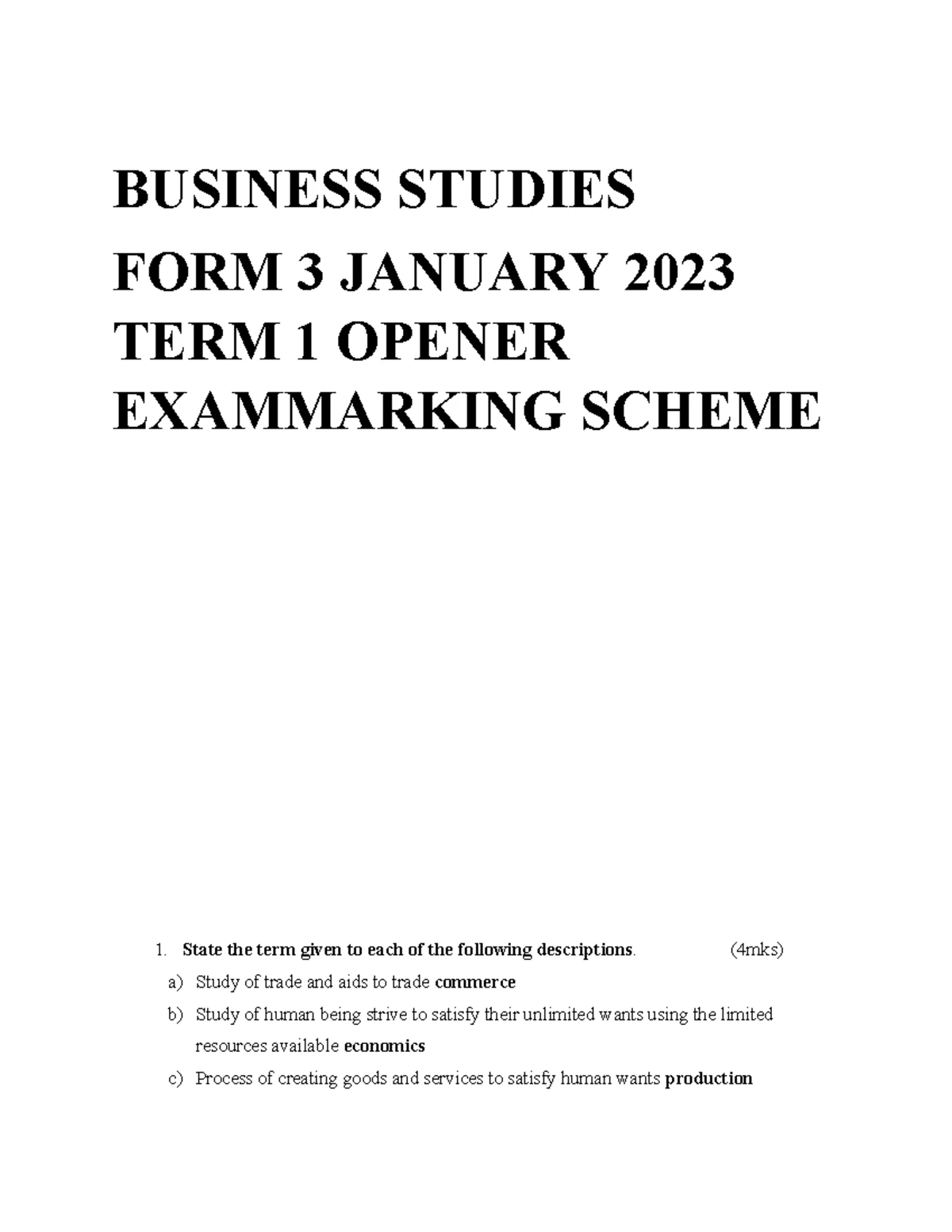 Biology F3T3 Term 1 Opener Exam Paper 3 Practical 2023 Studocu