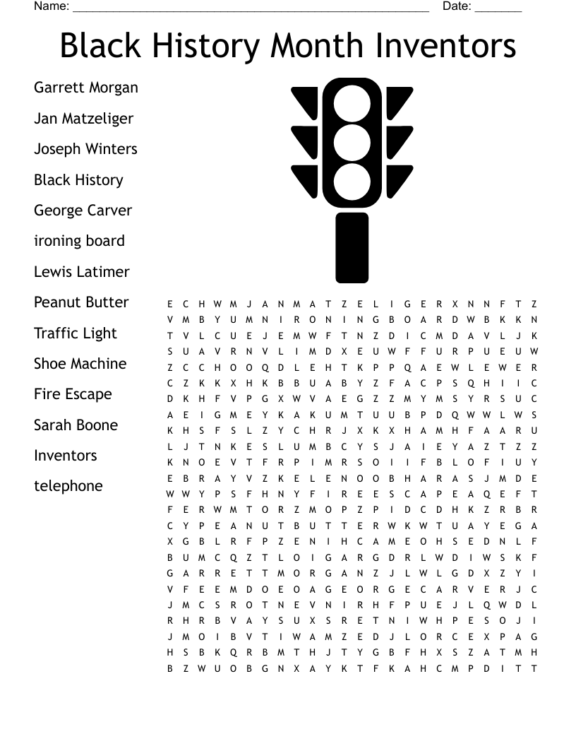 Black History Word Search Puzzles Printable