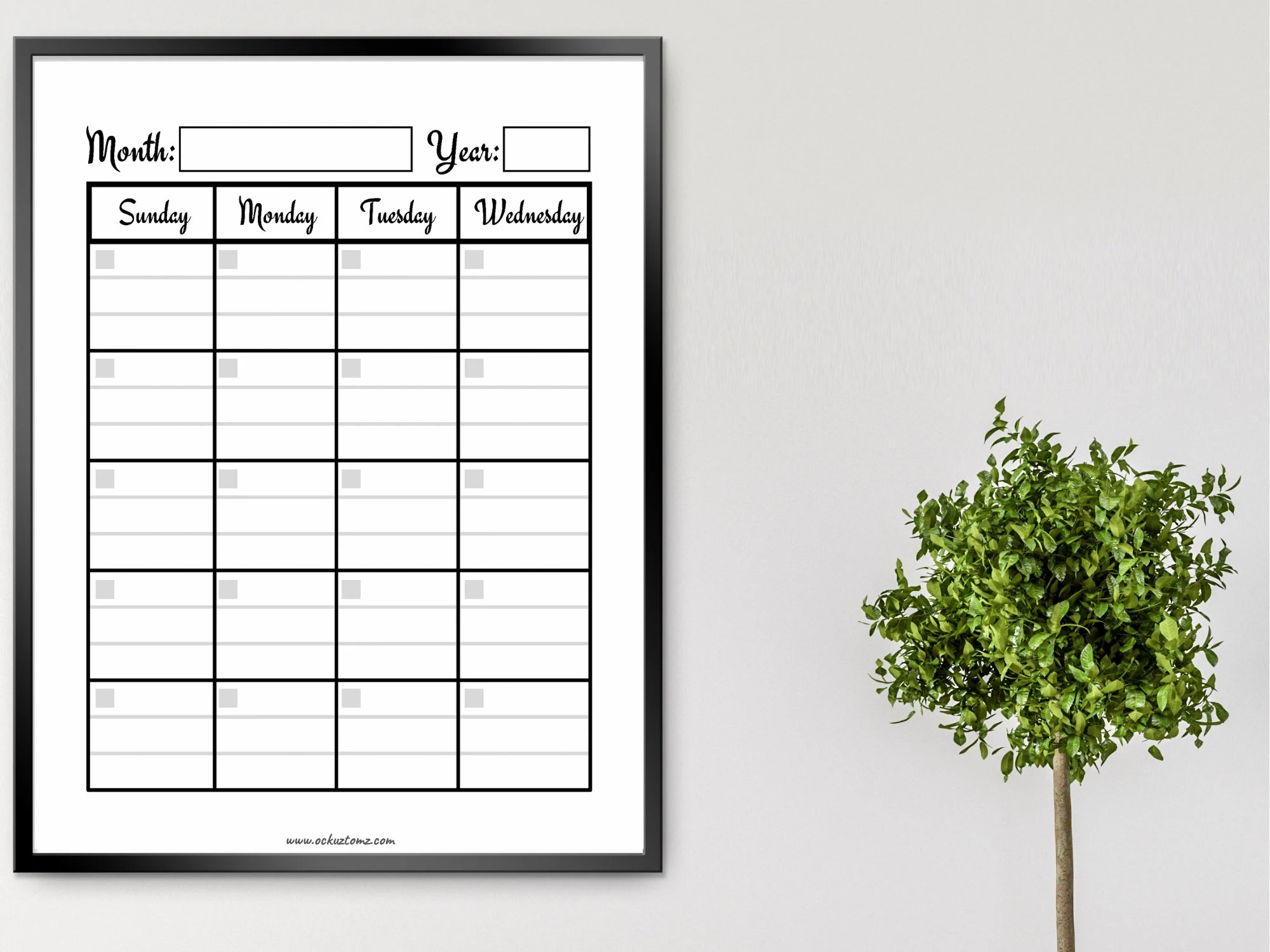 Printable Blank Calendar Earthtones