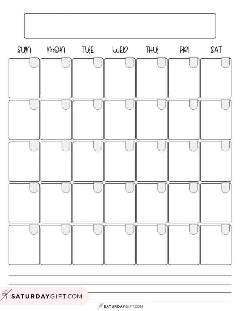 Blank Calendar Templates 29 Cute amp Free Printables SaturdayGift