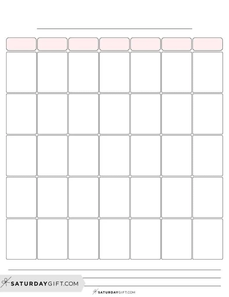 Blank Calendar Templates 29 Cute amp Free Printables SaturdayGift