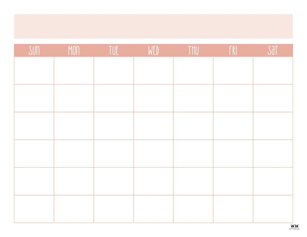 4 Week Blank Calendar Printable