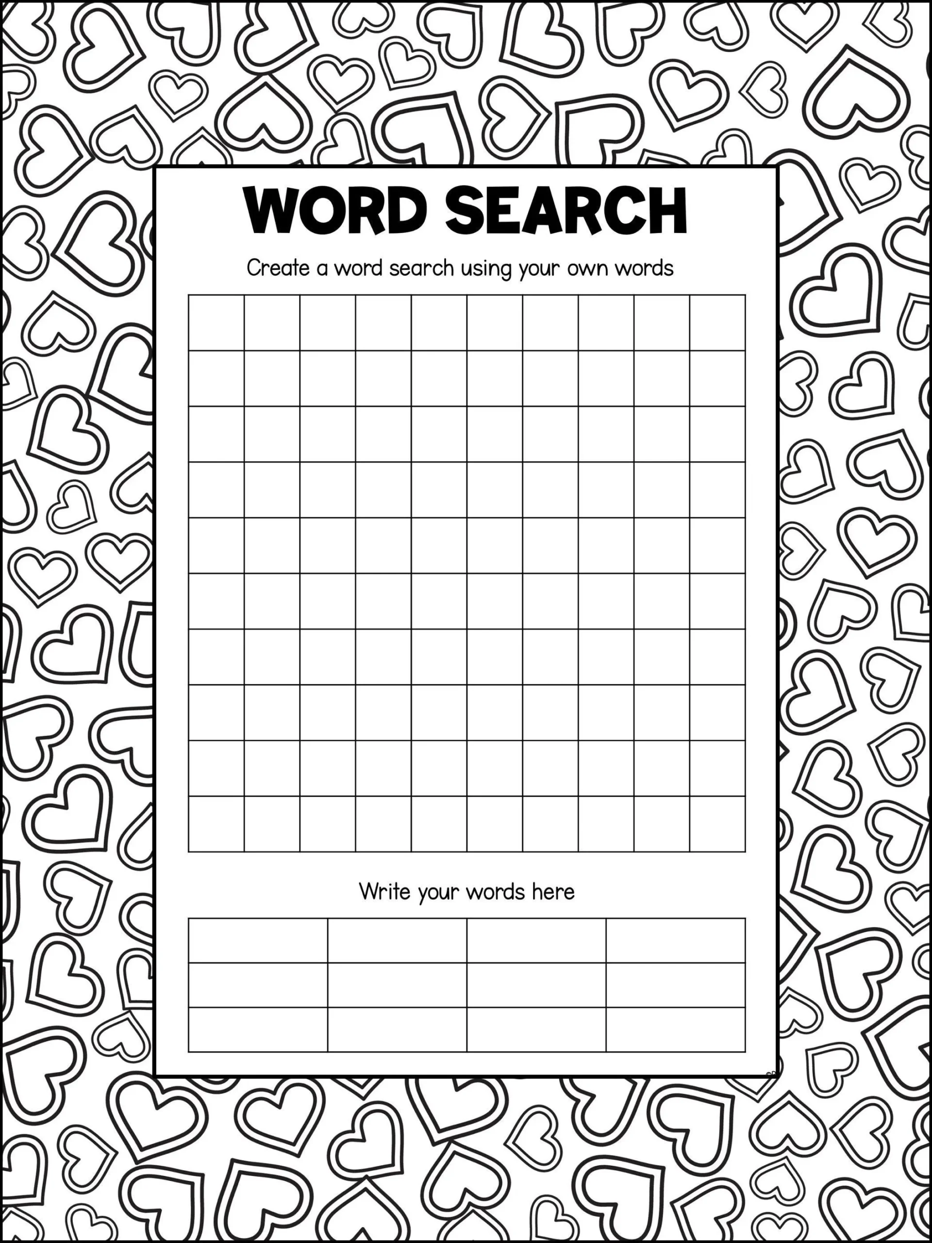 Word Search Template Printable