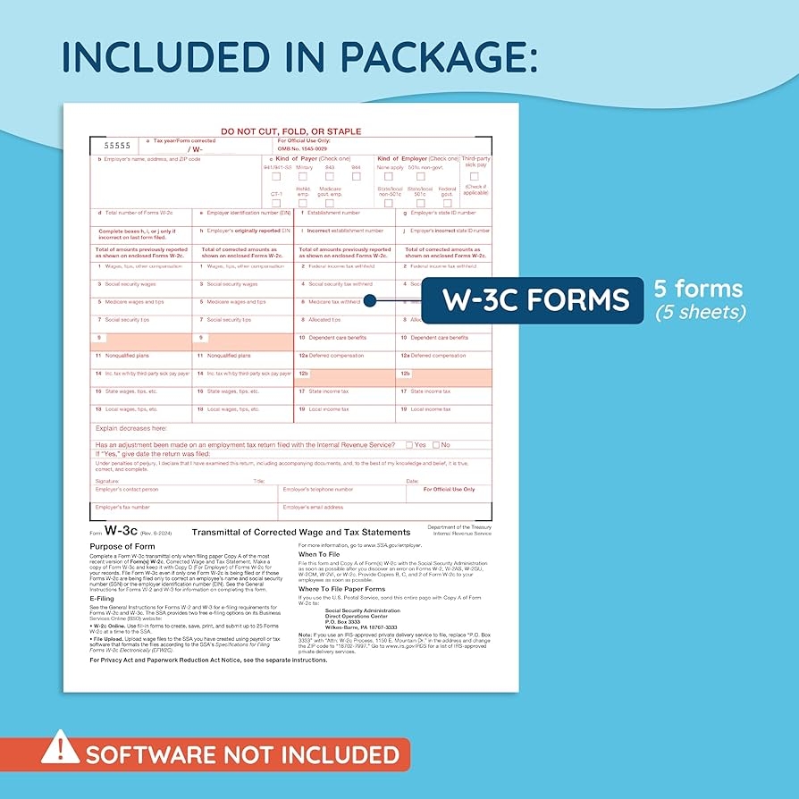 Blue Summit Supplies W 3C Lohnkorrektur Steuerformulare 2022 10 