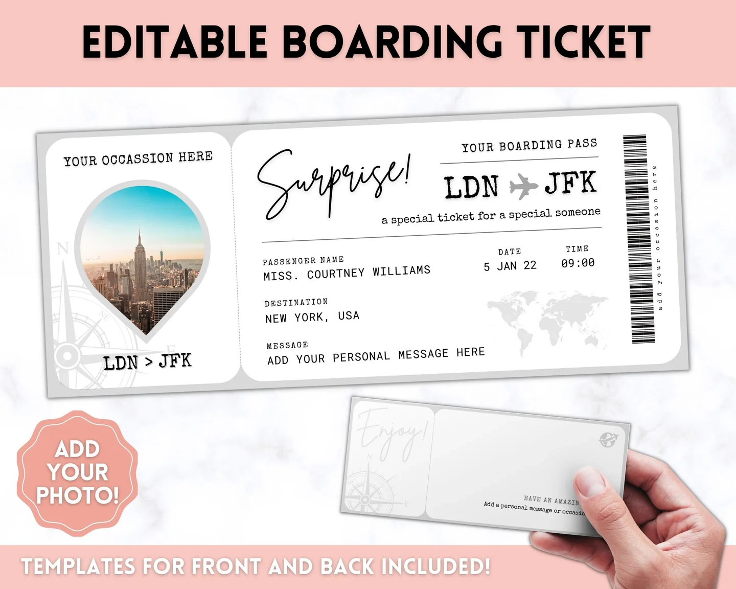 Printable Editable Boarding Pass Template