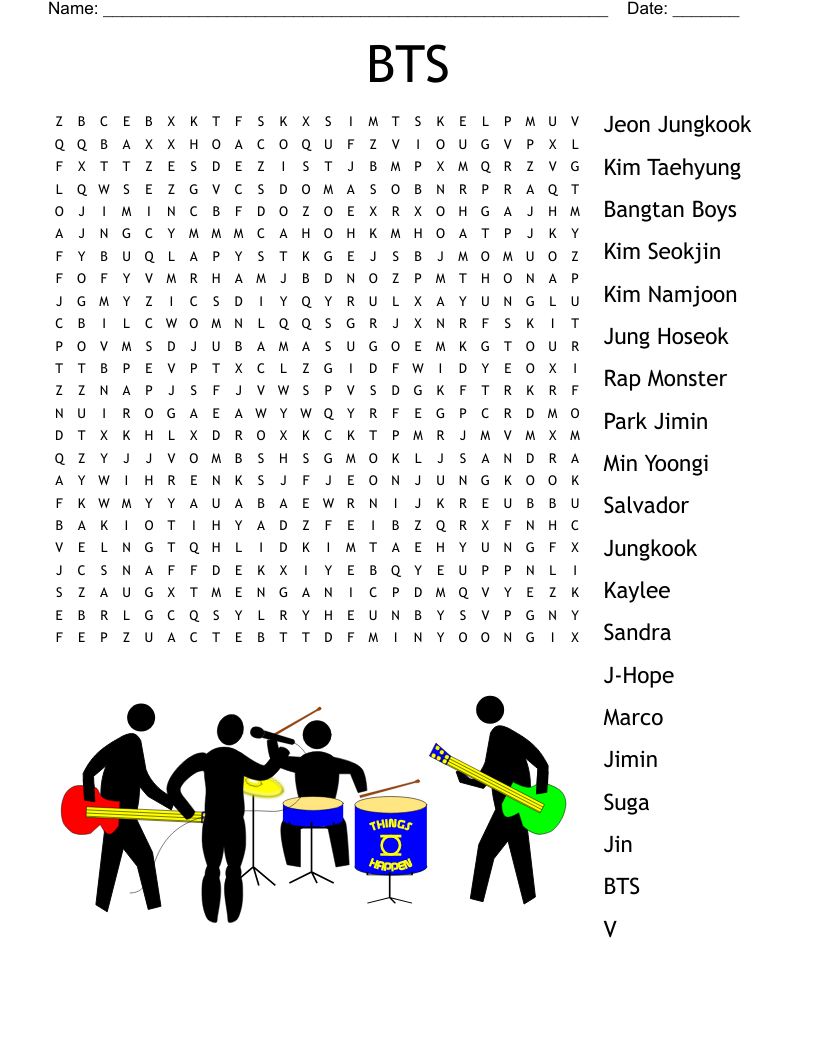 Crossword Puzzles Bts Printable