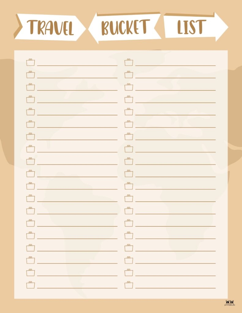 Cute Printable Bucket List Template