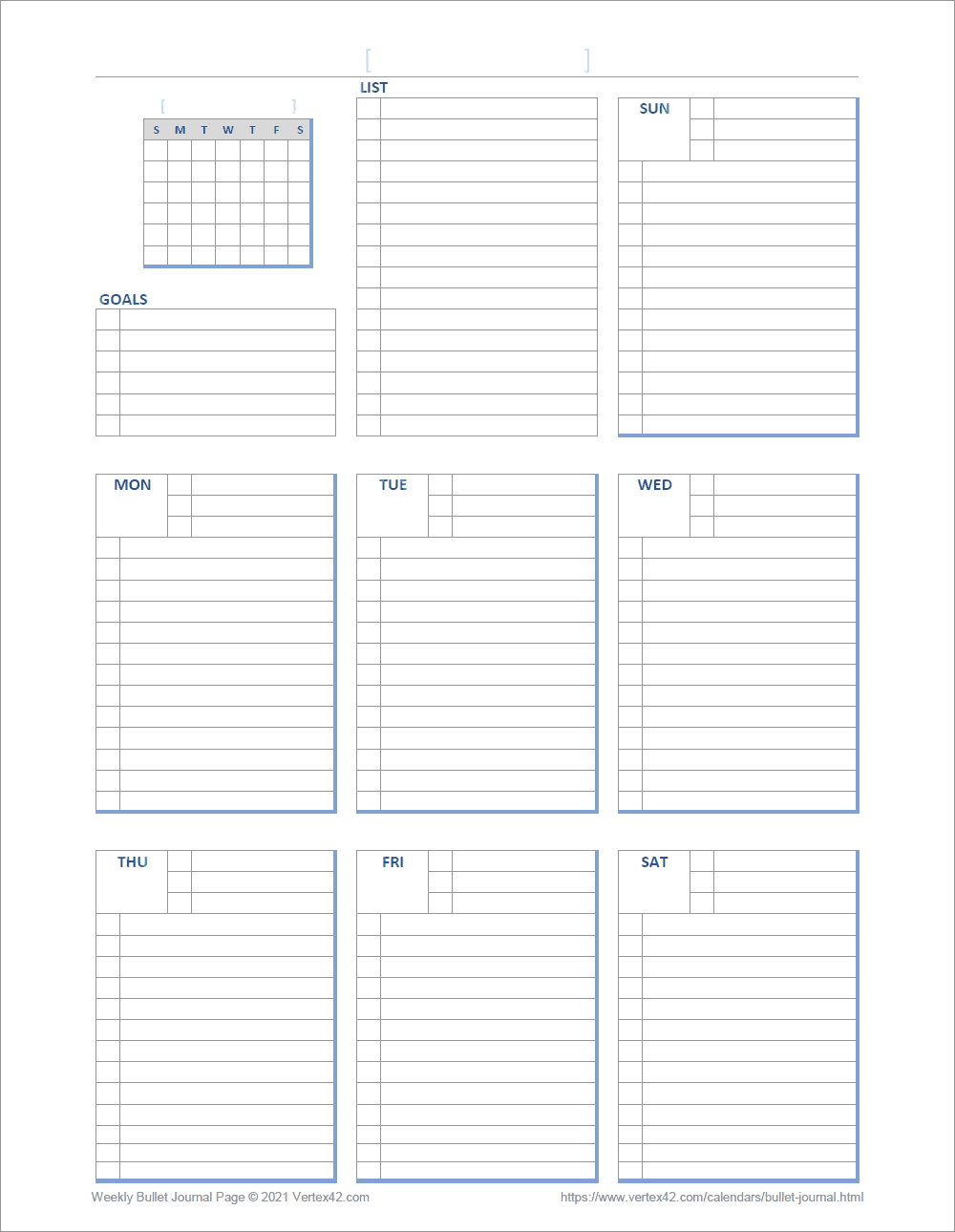 Bullet Journal Template Printable