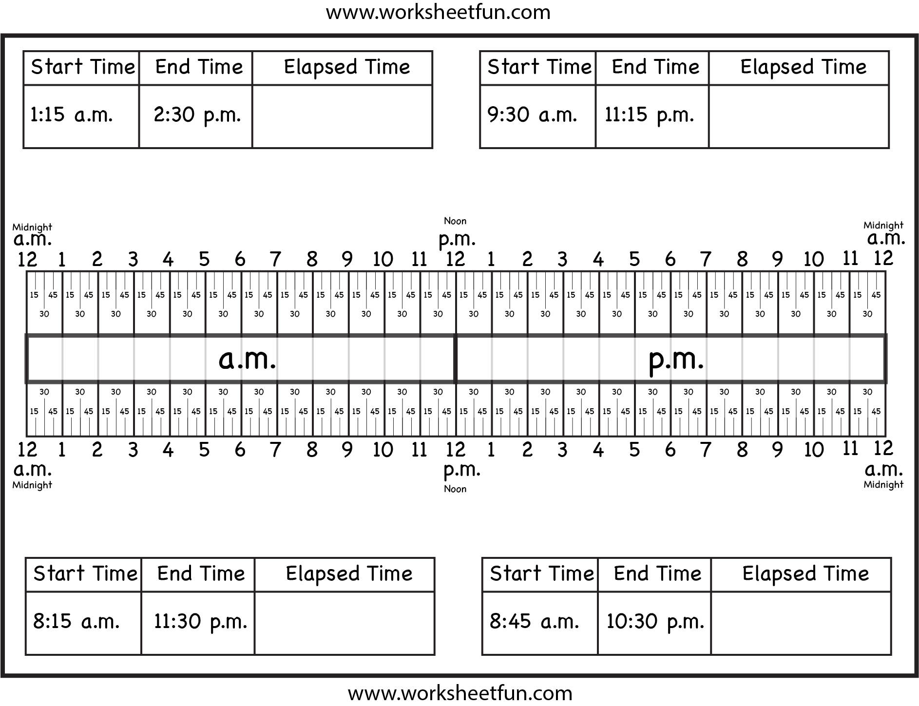 Free Printable Elapsed Time Worksheets