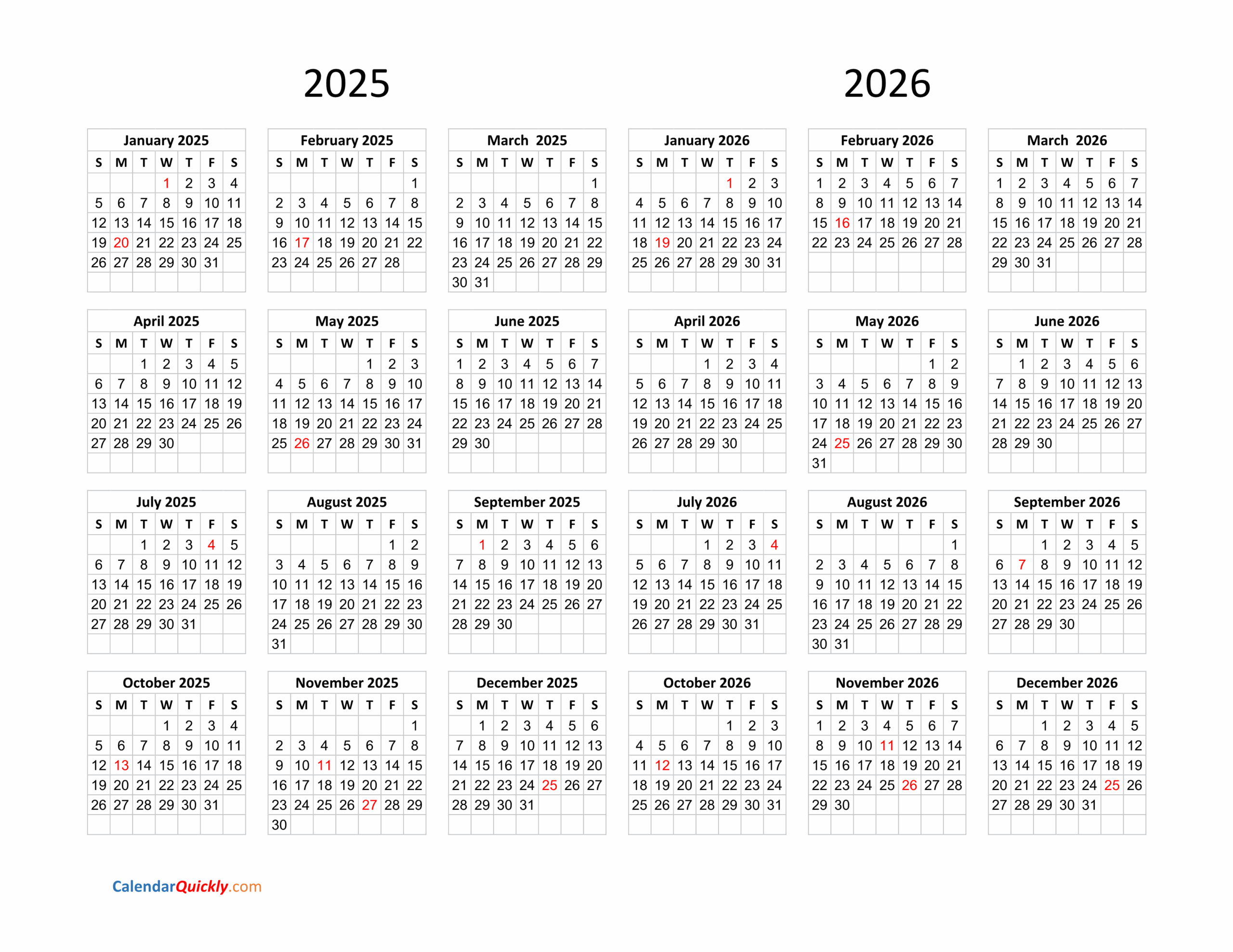 2025-26 Blank Calendar Printable Free