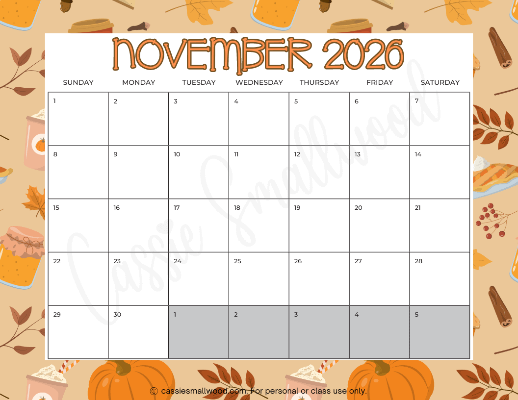 November 2026 Printable Calendar Free