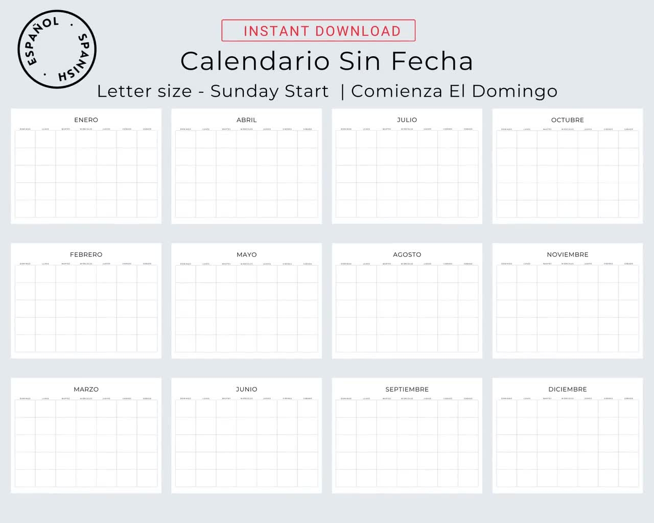 Printable Blank Calendar In Spanish