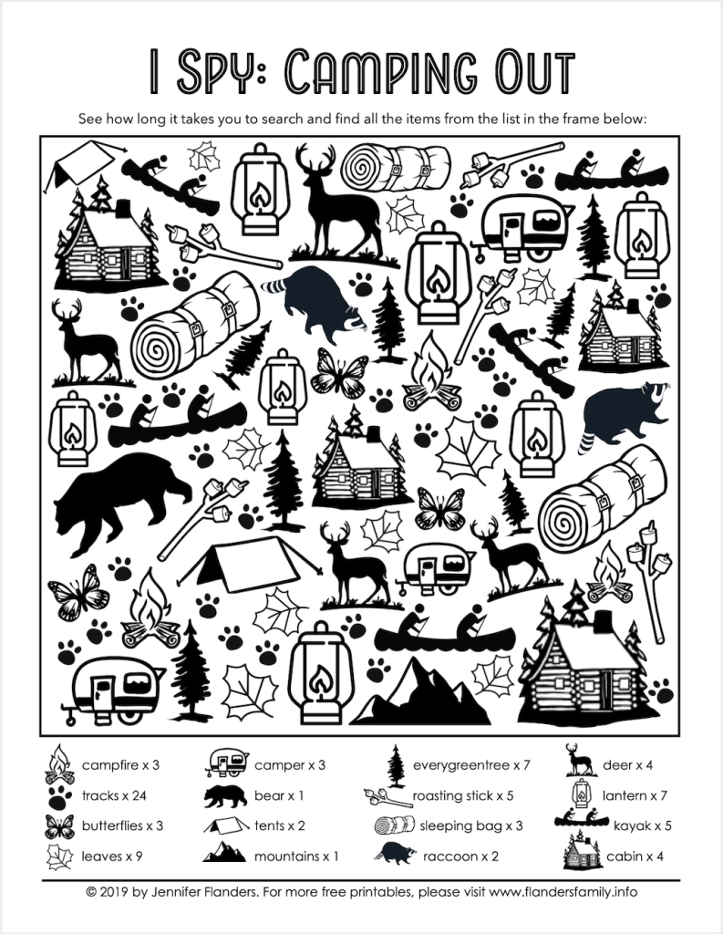 Camping Activities For Kids Printable