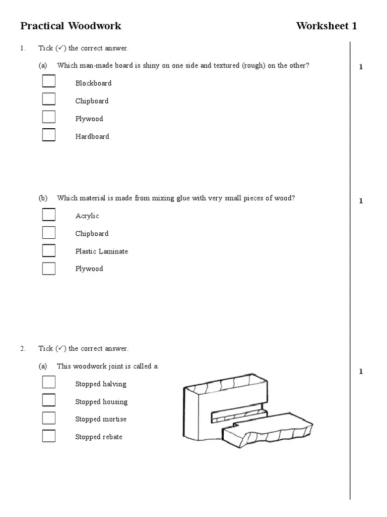 Printable Woodworking Worksheets Pdf