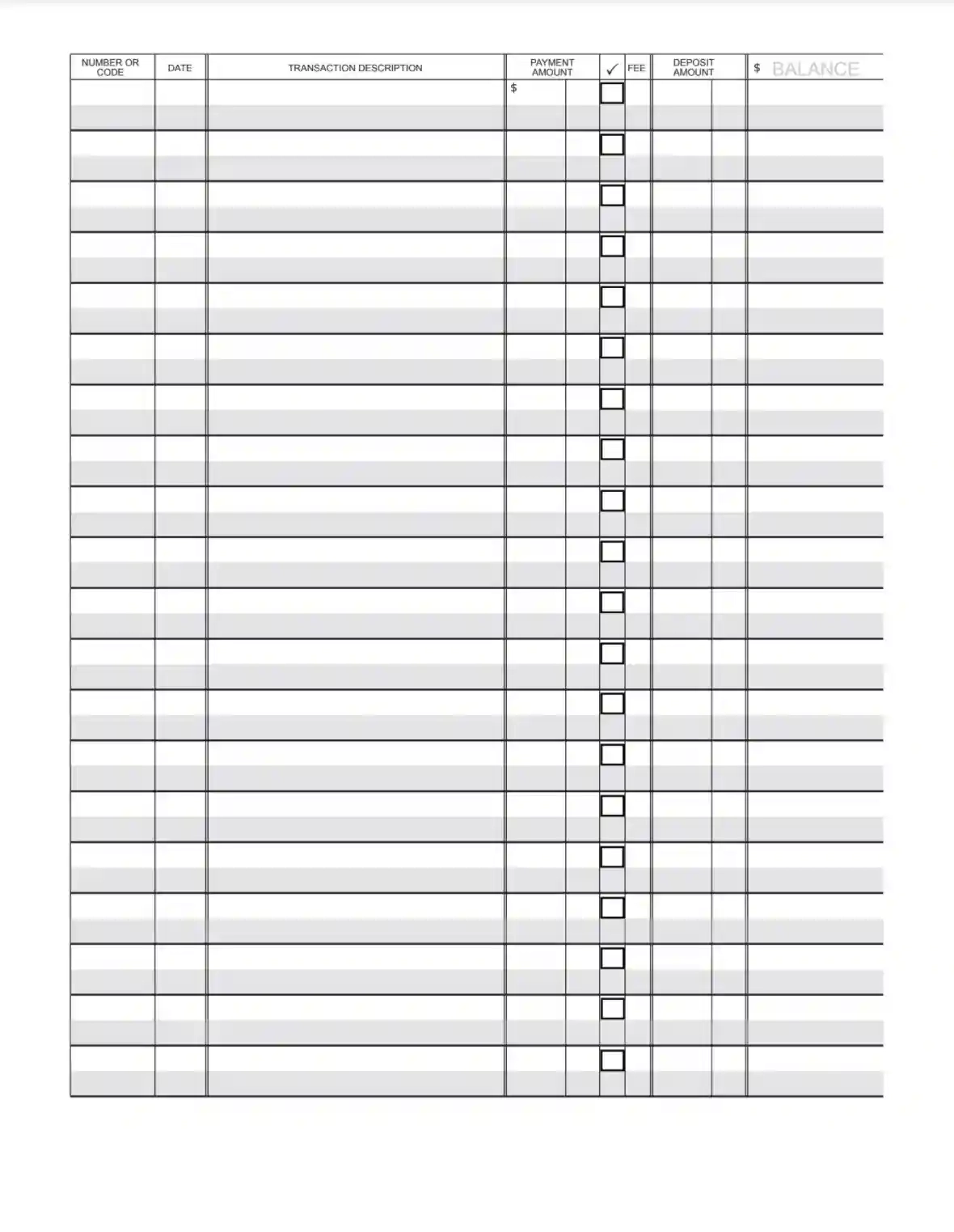 Check Register Template Fill Out Printable PDF Forms Online