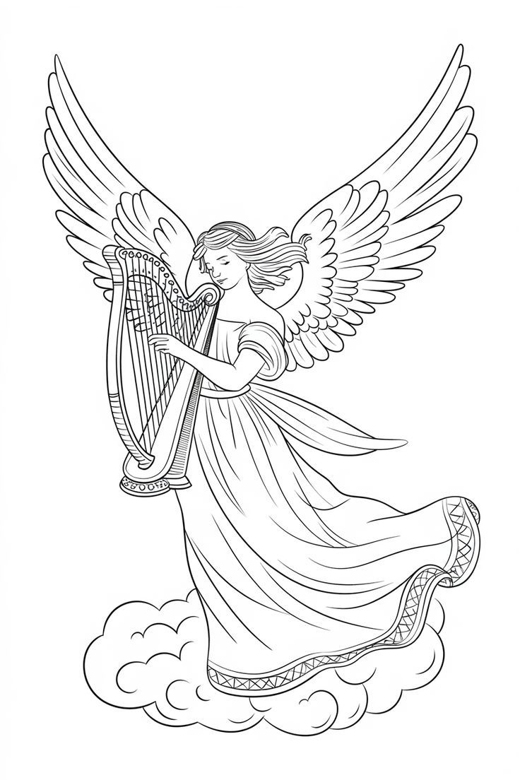 Christmas Angel Coloring Pages Free Printables